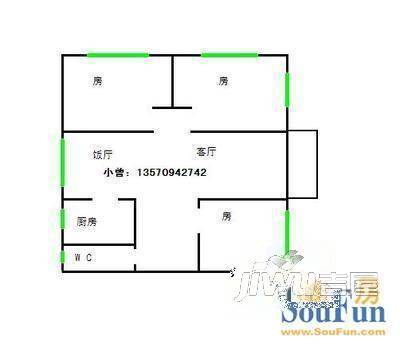 滨江花园3室2厅2卫户型图