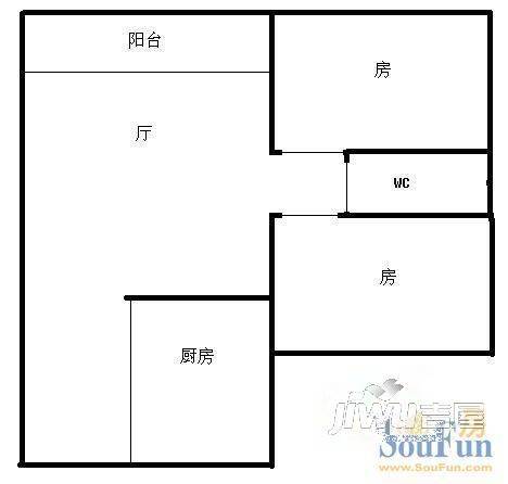 申港城1室1厅1卫户型图