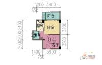 凯悦新城1室1厅1卫43.7㎡户型图