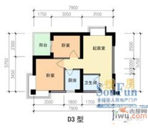 集美滨水1室1厅1卫41㎡户型图