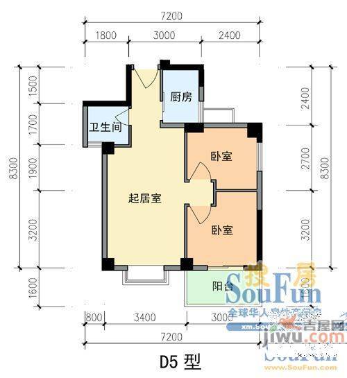 集美滨水1室1厅1卫41㎡户型图