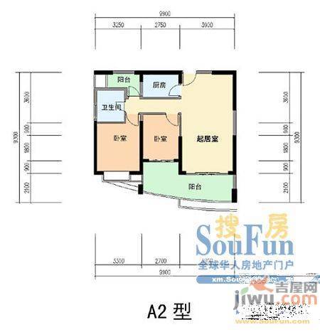 五缘公寓2室1厅1卫92.2㎡户型图