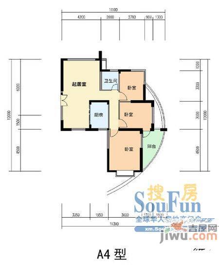 五缘公寓2室1厅1卫92.2㎡户型图