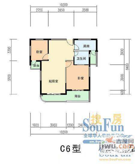 五缘公寓2室1厅1卫92.2㎡户型图