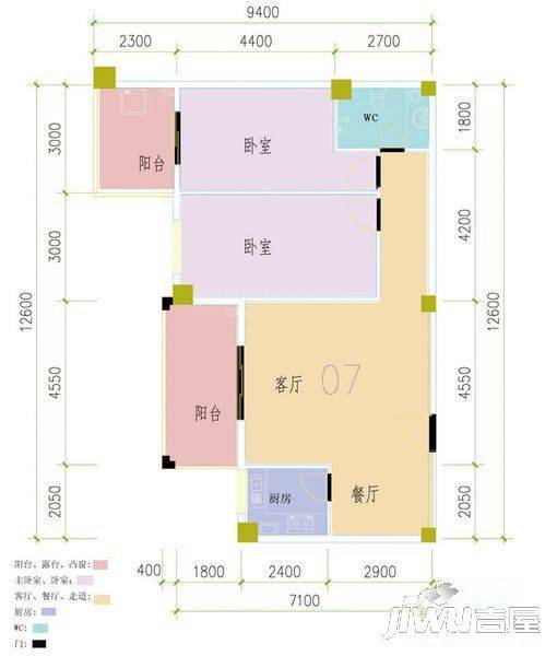 集美古龙明珠3室2厅1卫户型图