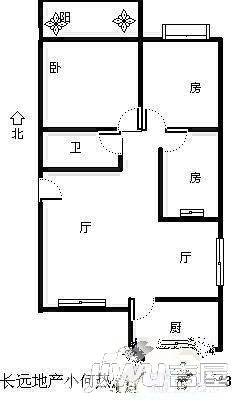 艺盛花园3室2厅1卫户型图