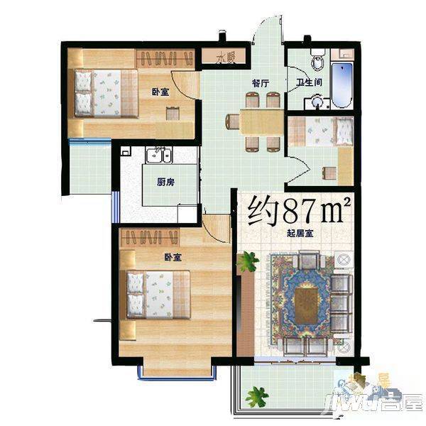 艺盛花园3室2厅1卫户型图