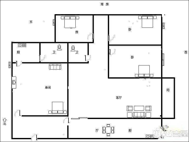 莲坂村1室1厅1卫户型图