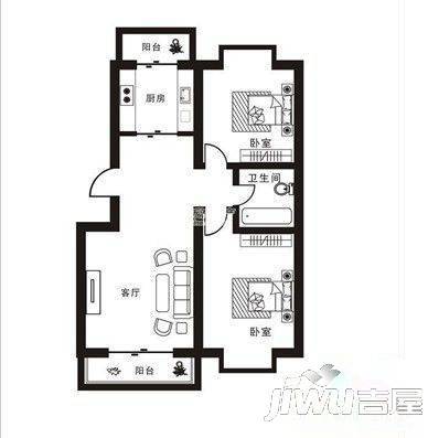 松柏公寓2室2厅1卫户型图