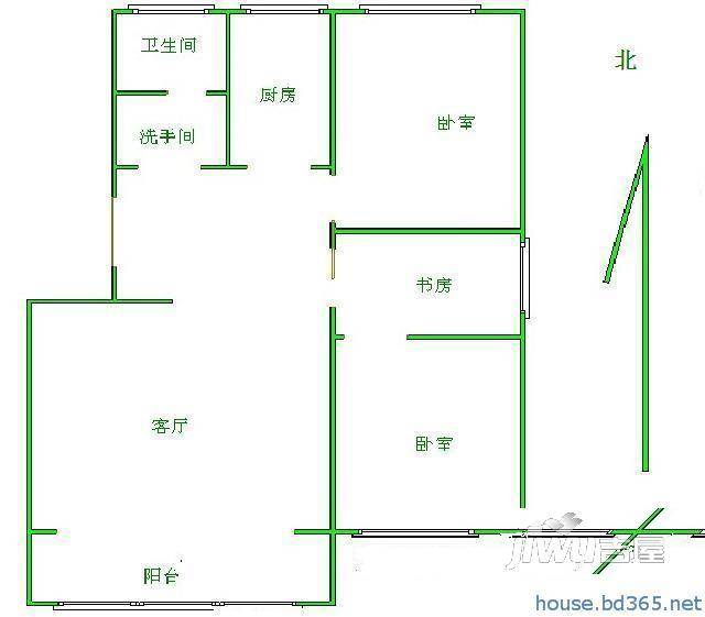 故宫新城3室2厅2卫97㎡户型图