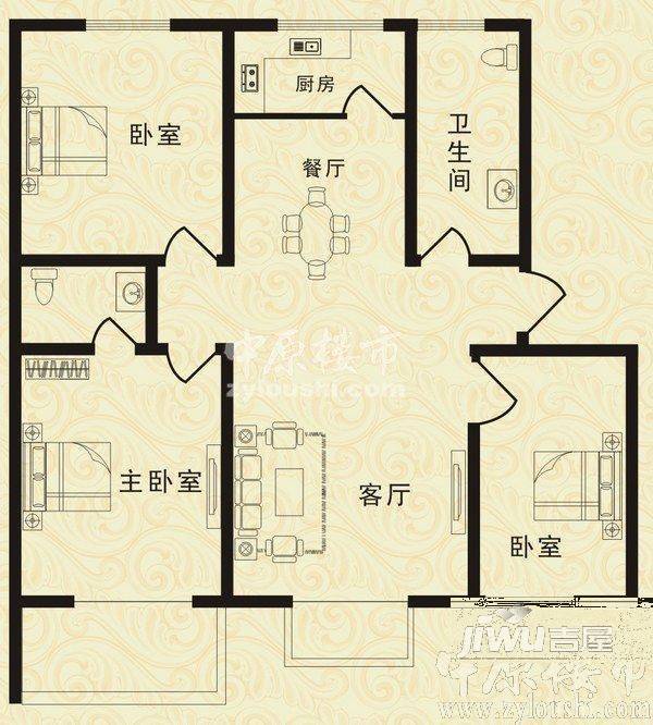 故宫新城3室2厅2卫97㎡户型图