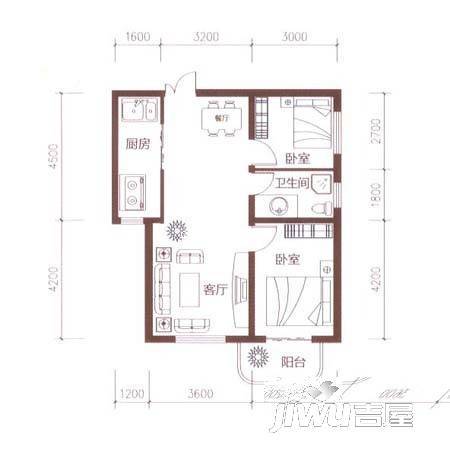 故宫新城3室2厅2卫97㎡户型图