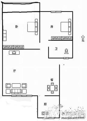 中建大厦3室2厅1卫户型图