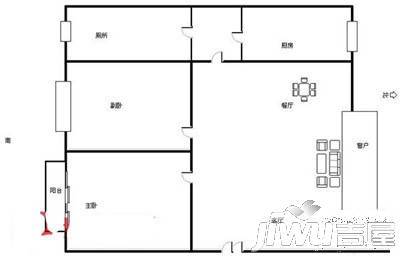 双涵社区2室2厅1卫户型图