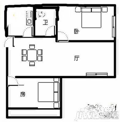 双涵社区2室2厅1卫户型图