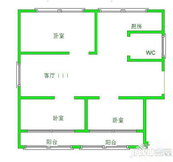 鸿山新村1室1厅1卫户型图