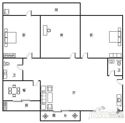 和悦里3室2厅1卫户型图