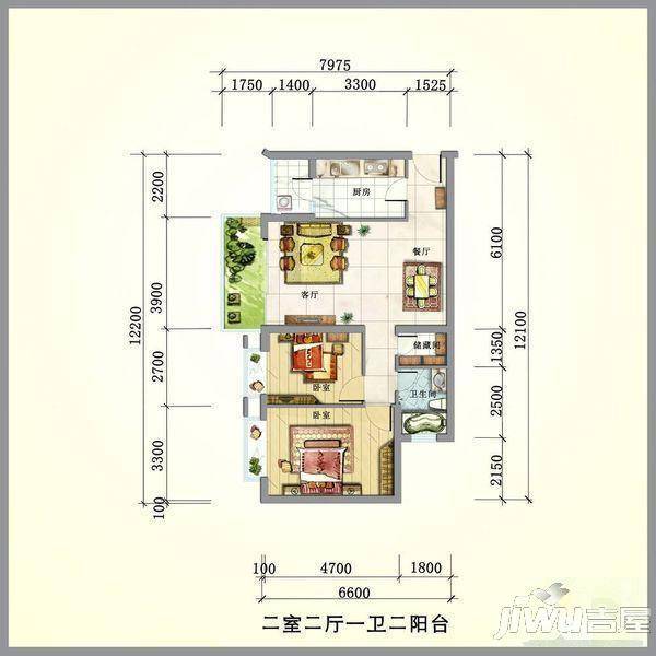 亿星大厦3室2厅1卫户型图