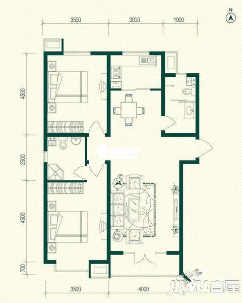 港龙花园3室2厅2卫135㎡户型图