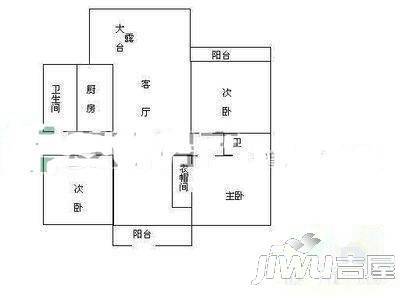 龙景台3室2厅1卫户型图