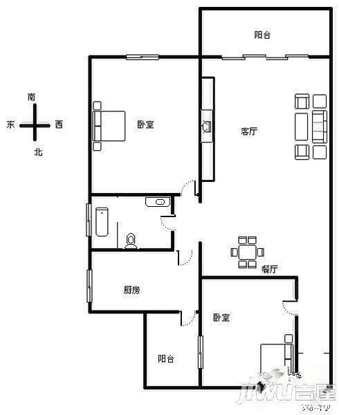 非矿大厦3室2厅2卫户型图