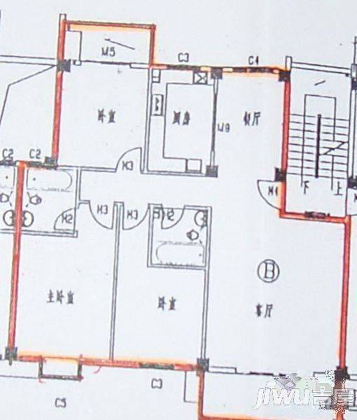 国贸大厦3室2厅1卫户型图