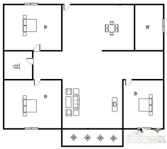 仙岳社区3室2厅1卫户型图