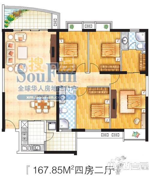 镇海明珠3室2厅2卫111㎡户型图