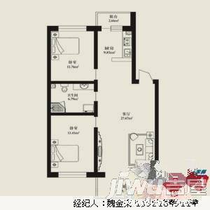 定安小区2室2厅1卫78㎡户型图