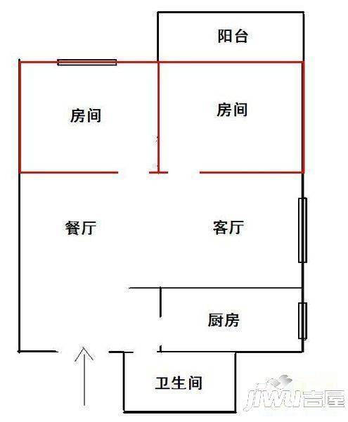 二轻大厦1室1厅1卫户型图