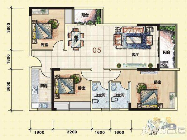 大洋山庄3室0厅0卫户型图