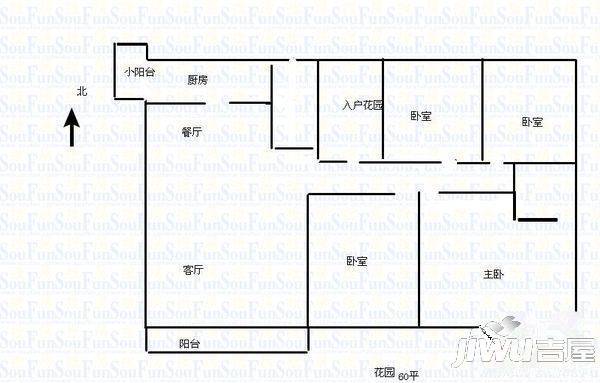 湖东花园3室2厅1卫户型图