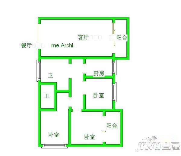 湖东花园3室2厅1卫户型图