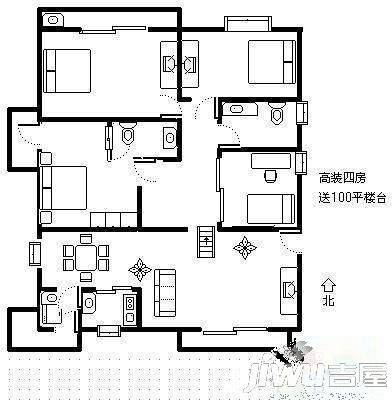 联发紫微花园3室2厅2卫145㎡户型图