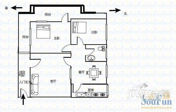 宝华花园2室1厅1卫户型图