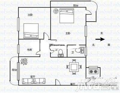 莲景花园小区3室2厅2卫户型图