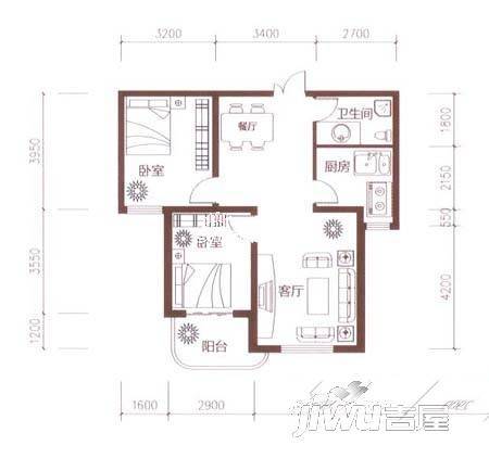 嘉莲花园3室2厅1卫户型图