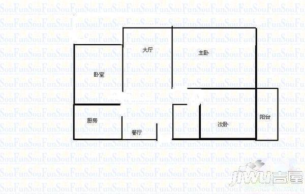 明发花园3室2厅1卫户型图