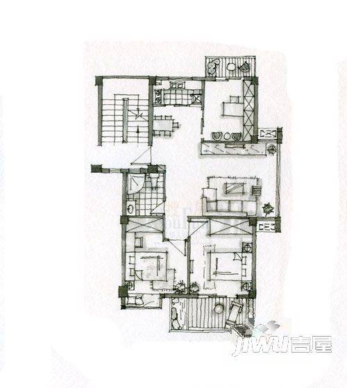 厦大西村B区3室2厅1卫户型图