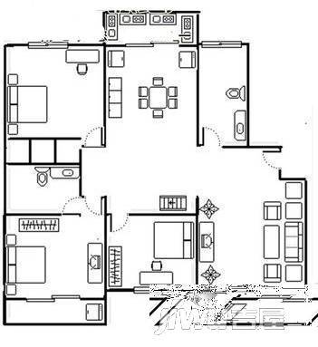 厦大北村小区3室2厅1卫户型图