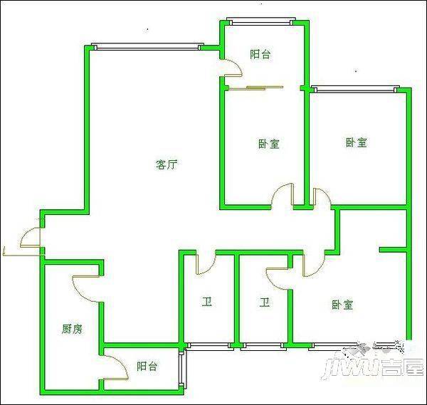 希望大厦3室2厅1卫户型图