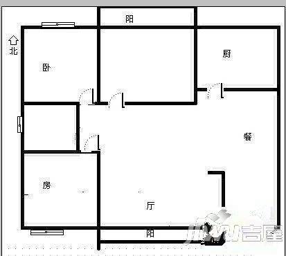 金同花园3室2厅1卫户型图