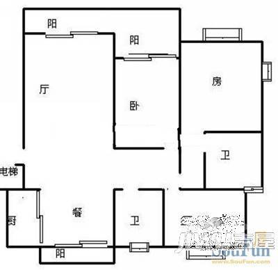 禾祥富华3室2厅1卫户型图