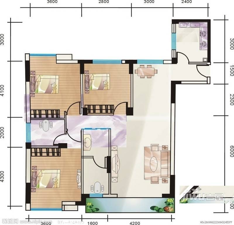 碧山社区3室2厅1卫户型图