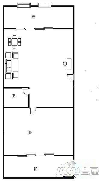 宝悦公寓3室2厅1卫户型图