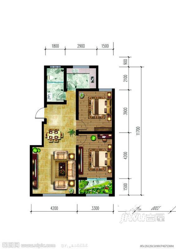 金山公寓3室2厅1卫户型图