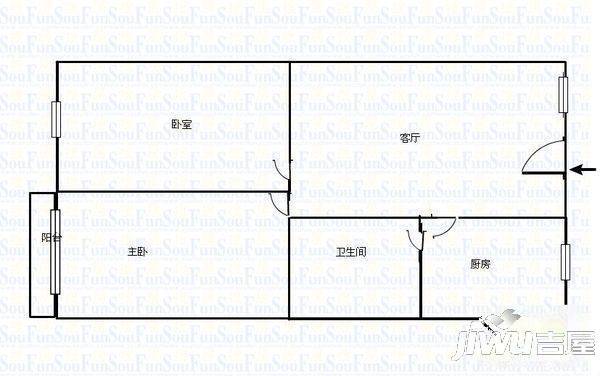 神山公寓3室2厅1卫户型图