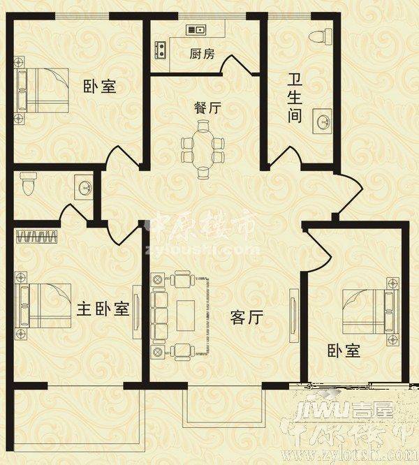 东荣公寓3室2厅1卫户型图