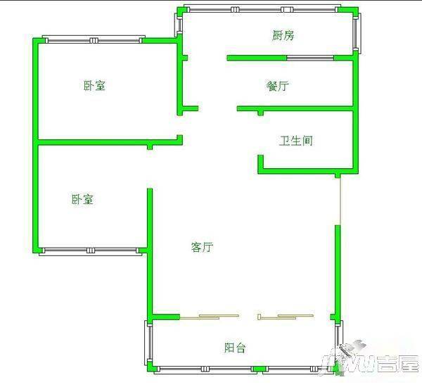 永乐阁3室2厅1卫户型图