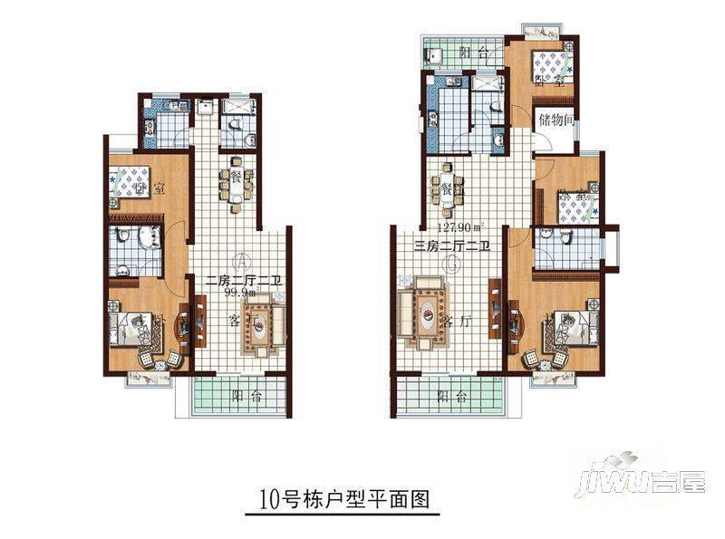 东山滨海湾3室2厅2卫户型图